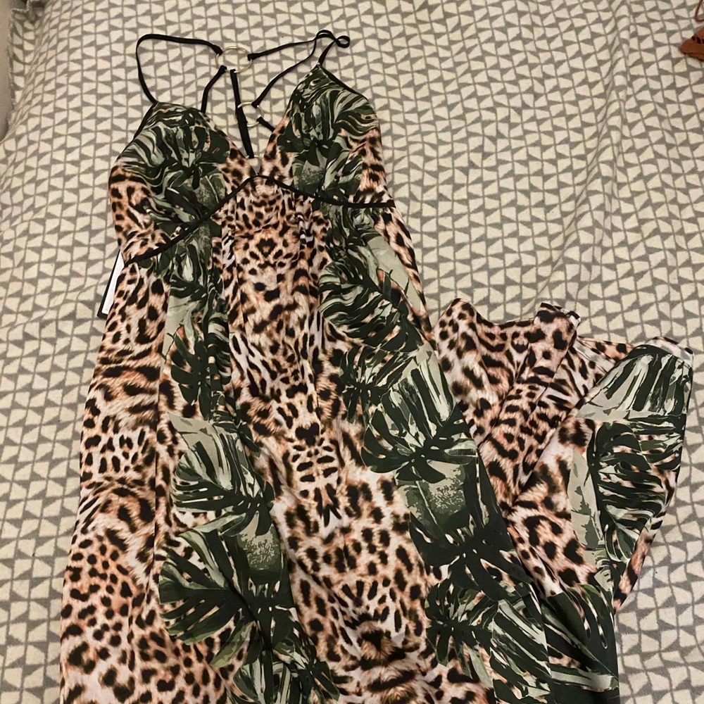 Guess palm and leopard print Paula dress